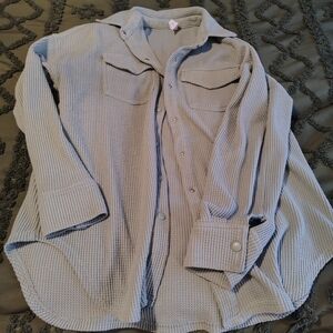 Waffle Knit Top in Light Teal